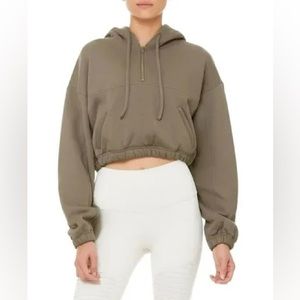 Alo Yoga Stadium Half Zip Cropped Hoodie